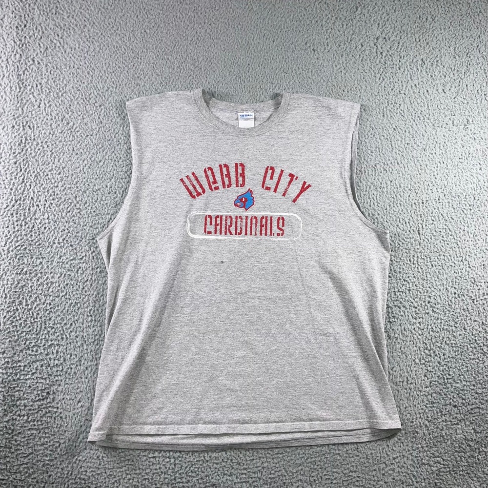 Vtg Gildan Webb City Cardinals Muscle Tee‎ Men XL Sleeveless Graphic